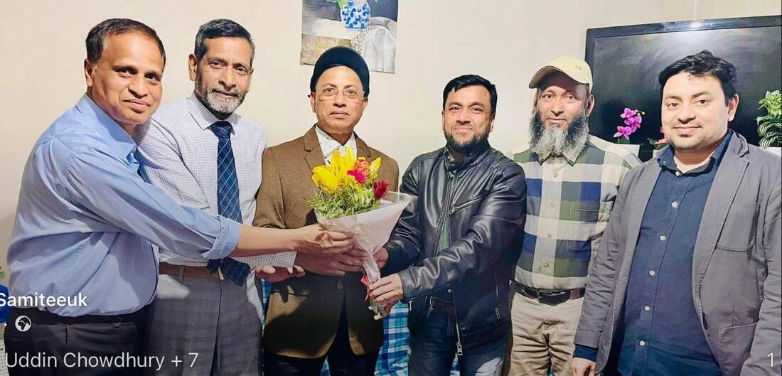 Welcoming a guest with flowers